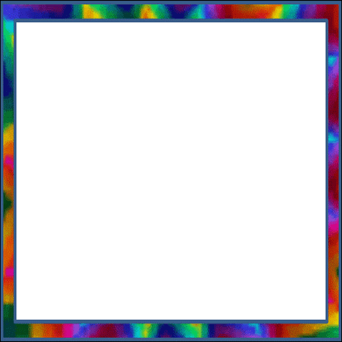 One of 5 gifs of frames that act as borders for the webpage and layer on top of each other, shuffling when you scroll. This one is rainbow-colored and recalls the 70s and natural gooey movement. It also has a solid and straight non-animated blue-grey line around its edge.